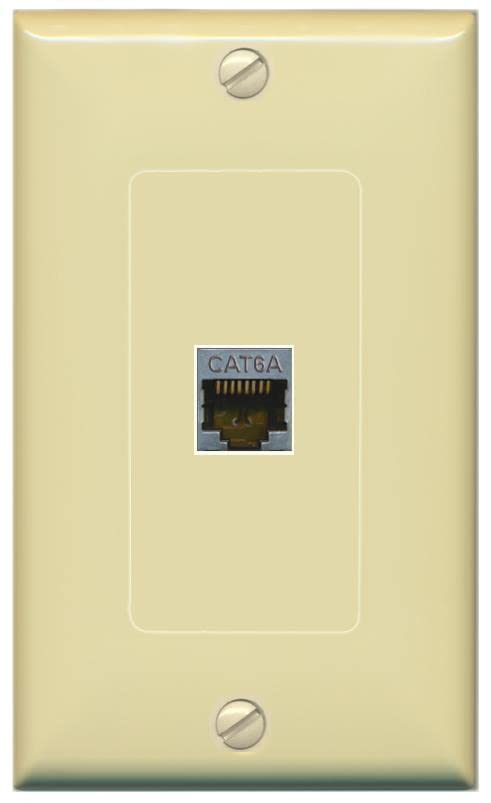 RiteAV 1 Port Cat6A Wall Plate - 1 Gang [Ivory/Ivory]