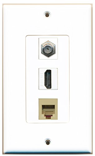 RiteAV 1 Port HDMI 1 Port Coax Cable TV- F-Type 1 Port Phone RJ11 RJ12 Beige Wall Plate OVERSIZED