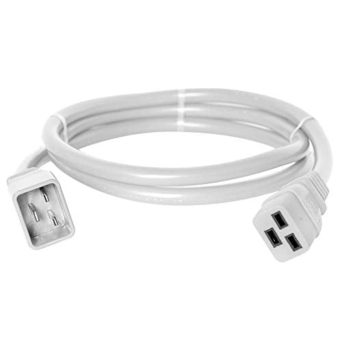 RiteAV - Heavy Duty Extension Power Cord, C19 to C20, 12AWG, 20 AMPS, 250V (White) (White 6 ft.)
