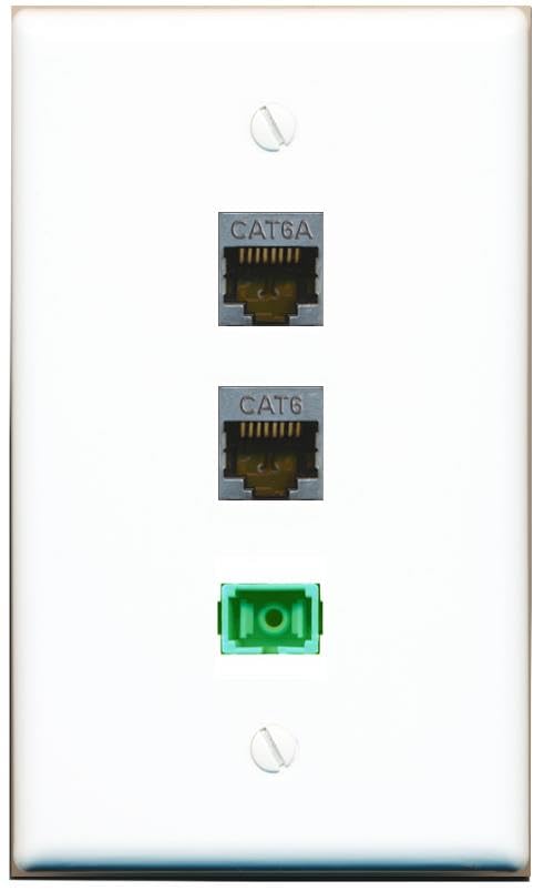 RiteAV - CAT6-SHIELDED CAT6A SC-APC Singlemode Simplex Wall Plate Flat White