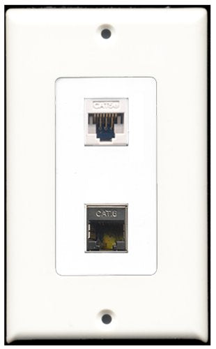RiteAV 1 Port Shielded Cat6 1 Port Cat5e White Type Wall Plate OVERSIZED