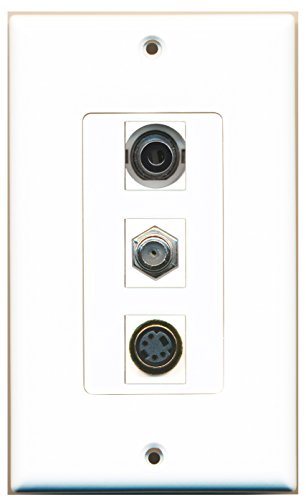 RiteAV 1 Port Coax Cable TV- F-Type 1 Port S-Video 1 Port 3.5mm Wall Plate OVERSIZED