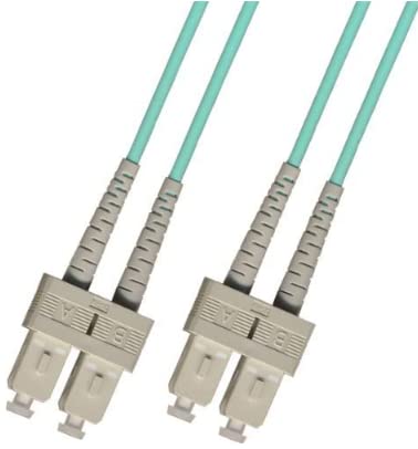 0.3 Meter (1 Foot) OM3 10 Gigabit Multimode Duplex Fiber Optic Cable (50/125) - SC to SC - Aqua