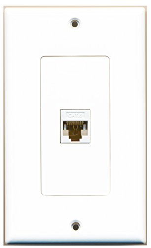 RiteAV 1 Port Cat6 Ethernet Wall Plate Jack Female-Female - 1 Gang [White/White]