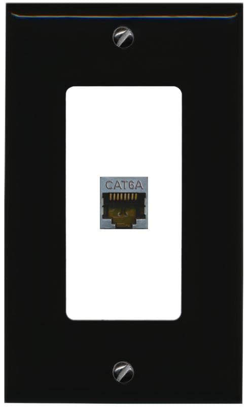 RiteAV 1 Port Cat6A Wall Plate - 1 Gang [Black/White]