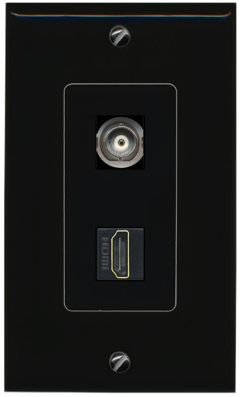 RiteAV BNC HDMI Wall Plate Decorative [Black]