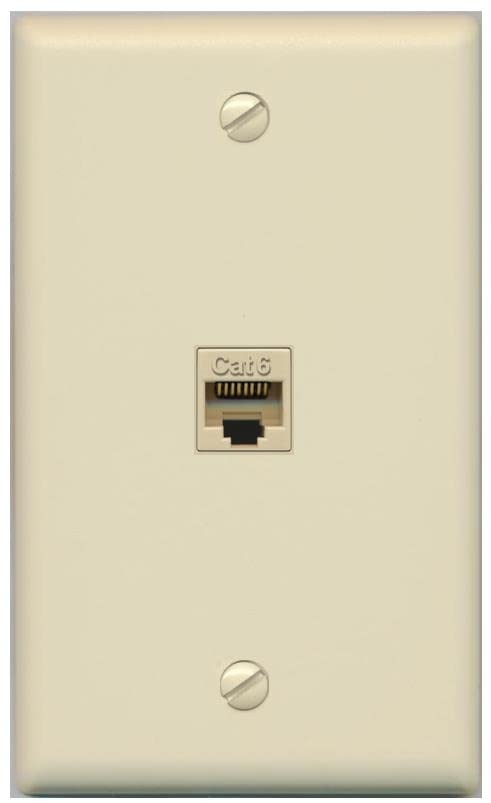 RiteAV 1 Port Cat6 Ethernet Wall Plate Female-Female - Flat [Ivory/Ivory]