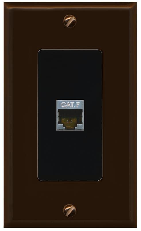 RiteAV 1 Port Cat7 Shielded Ethernet Wall Plate - 1 Gang [Brown/Black]