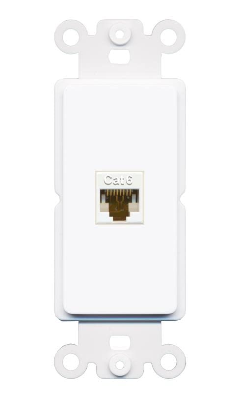 RiteAV 1 Port Cat6 Ethernet Wall Plate Female-Female - Rocker [White/White]