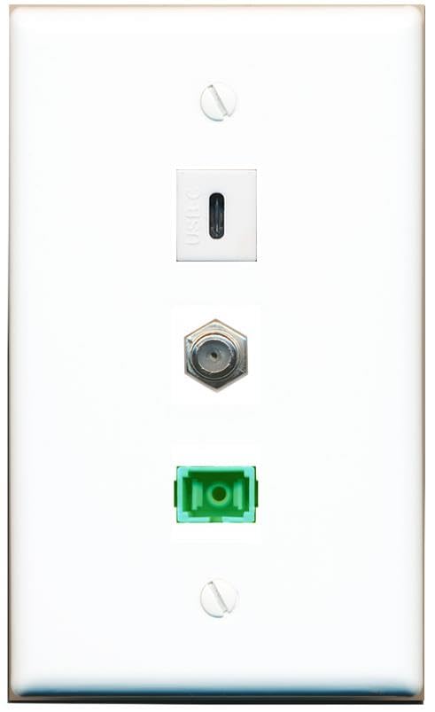 RiteAV - COAX SC-APC Singlemode Simplex USBC Wall Plate Flat White