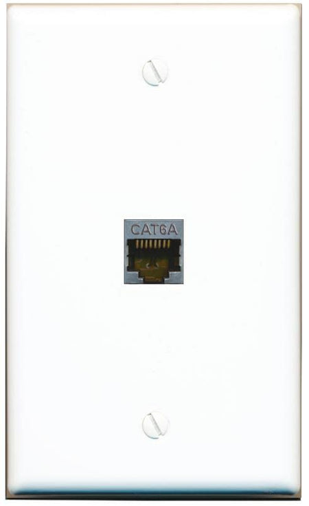 RiteAV 1 Port Cat6A Wall Plate - Flat [White/White]