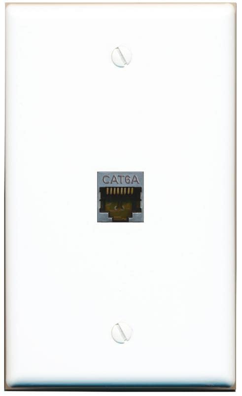 RiteAV 1 Port Cat6A Wall Plate - Flat [White/White]