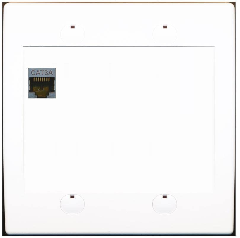 RiteAV 1 Port Cat6A Wall Plate - Flat 2 Gang [White/White]