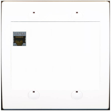 RiteAV 1 Port Cat6A Wall Plate - Flat 2 Gang [White/White]