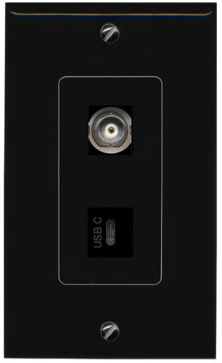 RiteAV BNC USBC Wall Plate Decorative [Black]
