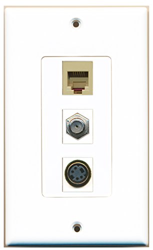 RiteAV 1 Port Coax Cable TV- F-Type 1 Port Phone RJ11 RJ12 Beige 1 Port S-Video Wall Plate OVERSIZED