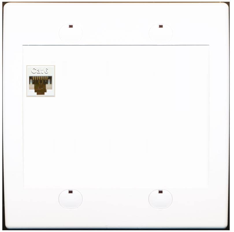 RiteAV 1 Port Cat6 Ethernet Wall Plate Female-Female - Flat 2 Gang [White/White]