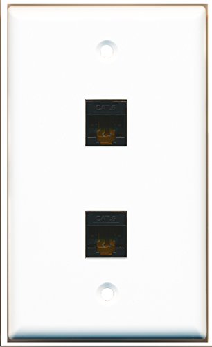 RiteAV - 2 Cat6 Black Ethernet Port Female Wall Plate