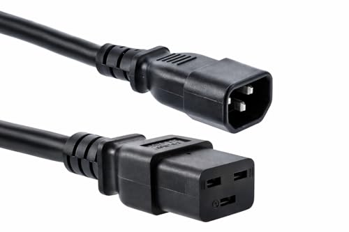 RiteAV - C14 to C19 Power Cord, 14 AWG Heavy Duty Server Power Cable, 15A 250V IEC 60320, Black