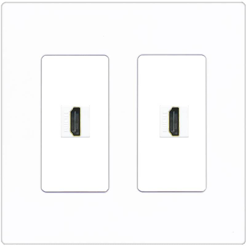 RiteAV HDMI Wall Plate 2 Port - 2 Gang [Screwless White]