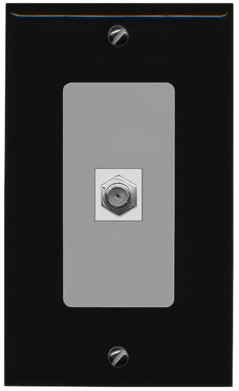 RiteAV 1 Port Coax Cable TV F-Type Wall Plate - 1 Gang [Black/Gray]
