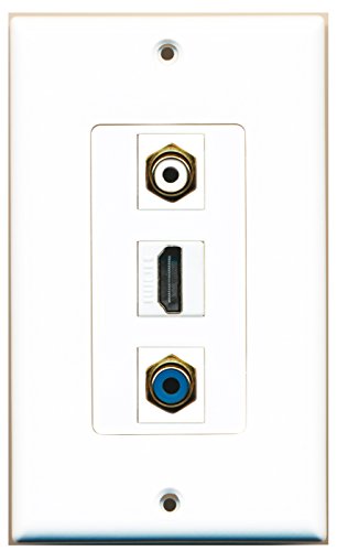 RiteAV 1 Port HDMI 1 RCA White 1 RCA Blue Wall Plate OVERSIZED