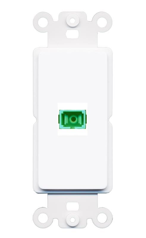 RiteAV 1 Port Fiber Optic Coupler Jack SC Simplex Singlemode APC Wall Plate-Rocker White