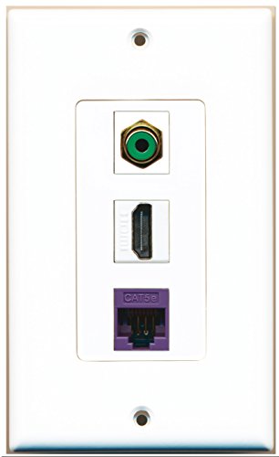 RiteAV 1 Port HDMI 1 RCA Green 1 Cat5e Ethernet Purple Wall Plate OVERSIZED