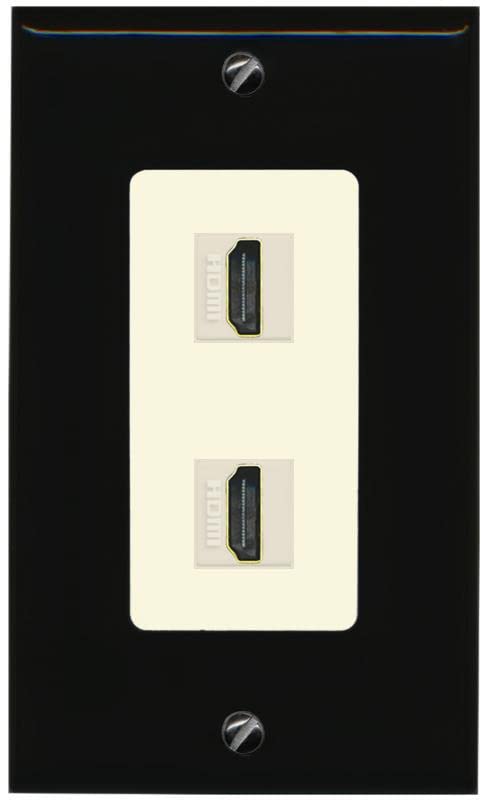 RiteAV HDMI Wall Plate 2 Port - 1 Gang [Black/Light-Almond]
