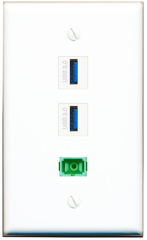 RiteAV - SC-APC Singlemode Simplex 2 USB-3 Wall Plate Flat White