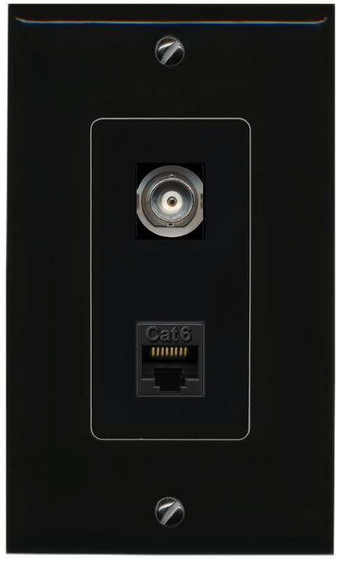 RiteAV BNC CAT6 Wall Plate Decorative [Black]
