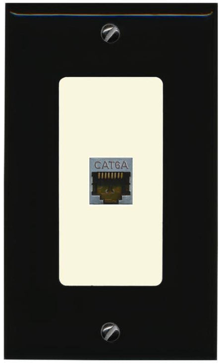 RiteAV 1 Port Cat6A Wall Plate - 1 Gang [Black/Light-Almond]