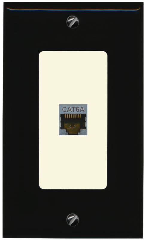 RiteAV 1 Port Cat6A Wall Plate - 1 Gang [Black/Light-Almond]