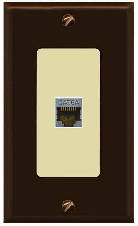 RiteAV 1 Port Cat6A Wall Plate - 1 Gang [Brown/Ivory]