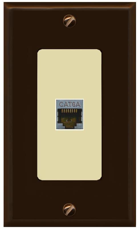 RiteAV 1 Port Cat6A Wall Plate - 1 Gang [Brown/Ivory]