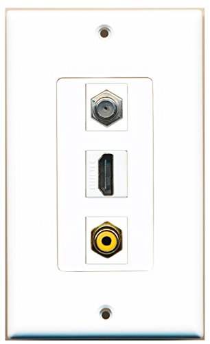 RiteAV 1 Port HDMI 1 RCA Yellow 1 Coax Cable TV- F-Type Wall Plate OVERSIZED