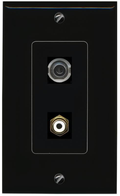 RiteAV 3.5mm RCA-White Wall Plate Decorative [Black]