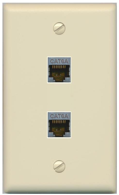 RiteAV 2 Port Cat6A Wall Plate - Flat [Ivory/Ivory]
