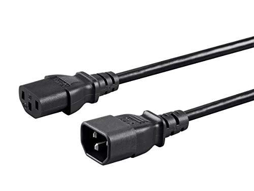 Monoprice Extension Cord - IEC 60320 C14 to IEC 60320 C13, 10 Amp, 1250 Watt, 3-Prong, 18AWG, 4 Feet, Black