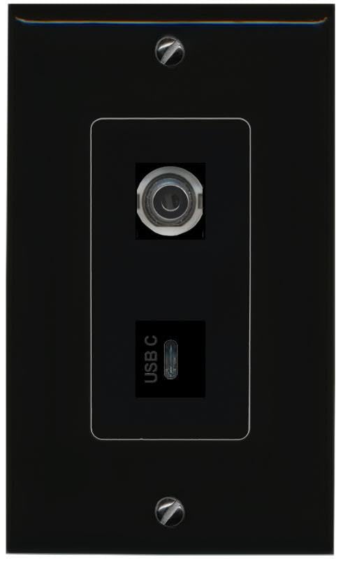 RiteAV 3.5mm USBC Wall Plate Decorative [Black]