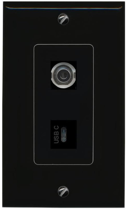 RiteAV 3.5mm USBC Wall Plate Decorative [Black]