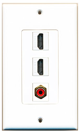 RiteAV 2 Port HDMI 1 Port RCA Red Wall Plate OVERSIZED
