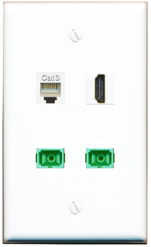 RiteAV - HDMI PHONE 2 SC-APC Singlemode Simplex Wall Plate Flat White