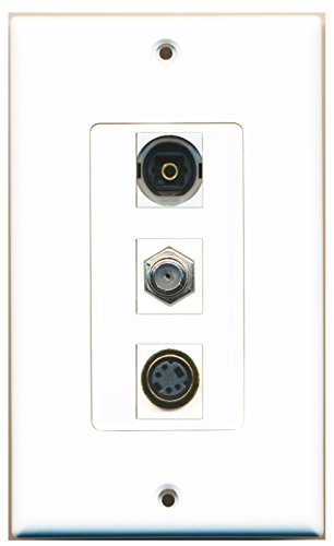 RiteAV 1 Port Coax Cable TV- F-Type 1 Port S-Video 1 Port Toslink Wall Plate OVERSIZED
