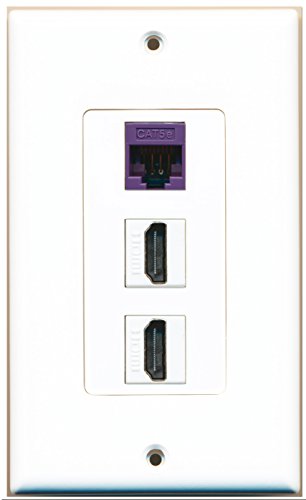 RiteAV 1 Cat5e Purple Ethernet Port and 2 HDMI Female Wall Plate OVERSIZED