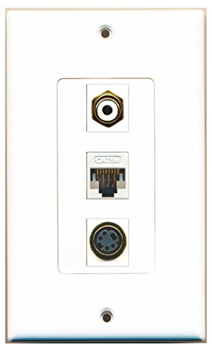 RiteAV 1 Port RCA White 1 Port S-Video 1 Port Cat5e Ethernet White Wall Plate OVERSIZED