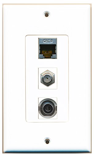 RiteAV 1 Port Coax Cable TV- F-Type 1 Port Shielded Cat6 Ethernet 1 Port 3.5mm Wall Plate OVERSIZED
