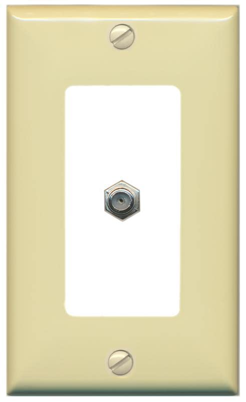 RiteAV 1 Port Coax Cable TV F-Type Wall Plate - 1 Gang [Ivory/White]