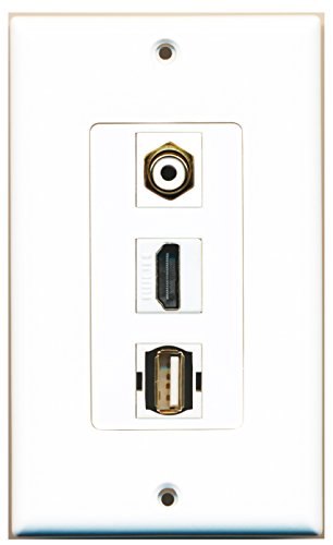 RiteAV 1 Port HDMI 1 Port RCA White 1 Port USB A-A Wall Plate OVERSIZED