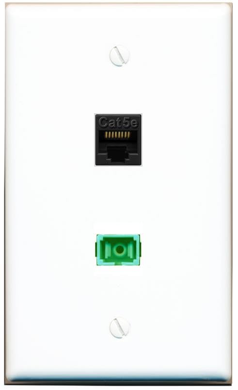 RiteAV 1 Port CAT5E BLACK SC/APC Singlemode Simplex Flat Wall Plate White